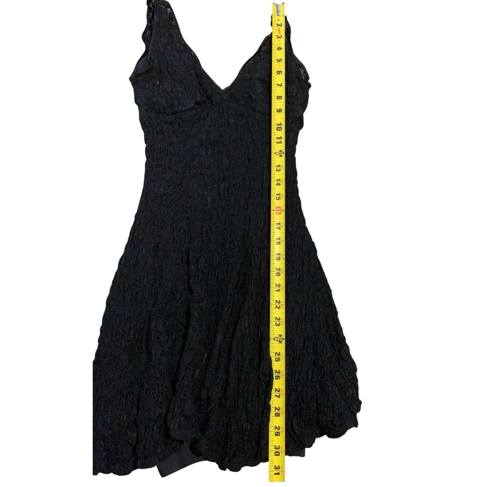Vintage Cache Black Lace Mini Dress 90s Y2K Fit Flare Stretch USA Petite Small - Picture 7 of 7